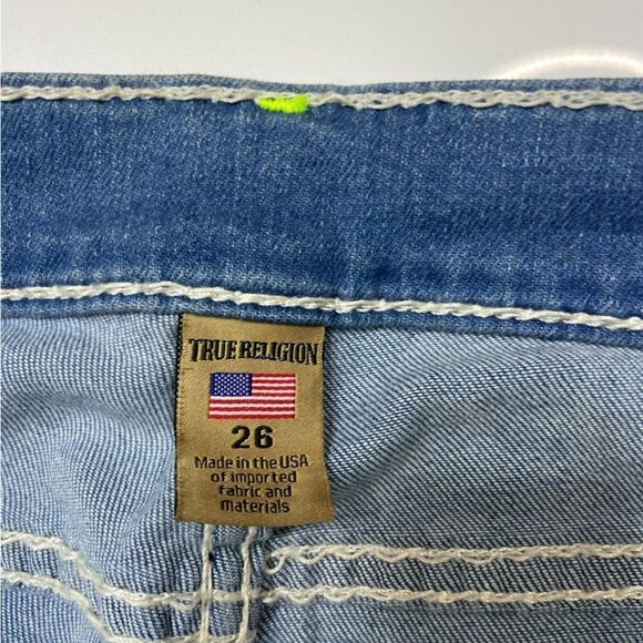 True Religion Cora Mid Rise Straight Denim Jeans Women Size 26 X 32 Neptune Blue - Picture 5 of 12